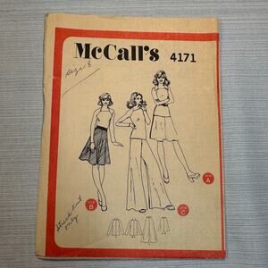 Vintage Sewing Pattern McCalls 4171 Misses Top Skirt and Palazzo Pants Sz 8
